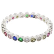 Anillo fino con óxido de circonio - Talla 53 - Plateado fino - Multicolor|raw }}