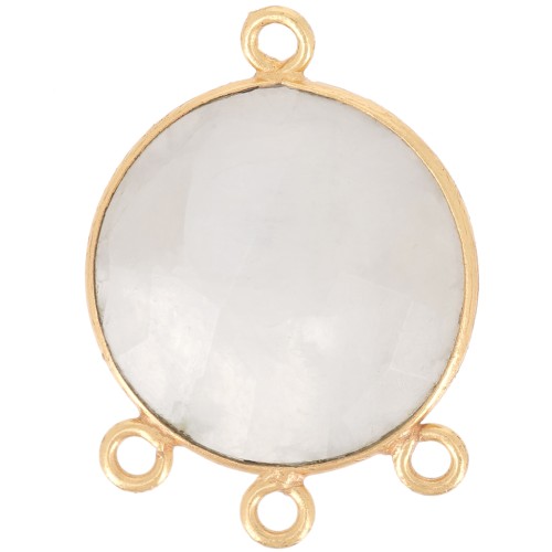 Colgante candelabro 16mm gema facetada - Chapado en oro - Piedra luna