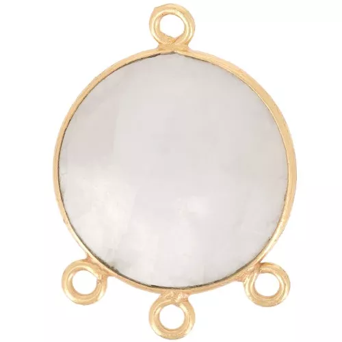 Colgante candelabro 16mm gema facetada - Chapado en oro - Piedra luna