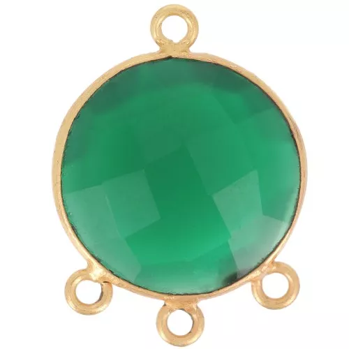 Colgante Candelabro 16 mm gema facetada - Dorado Fino - Onix Verde