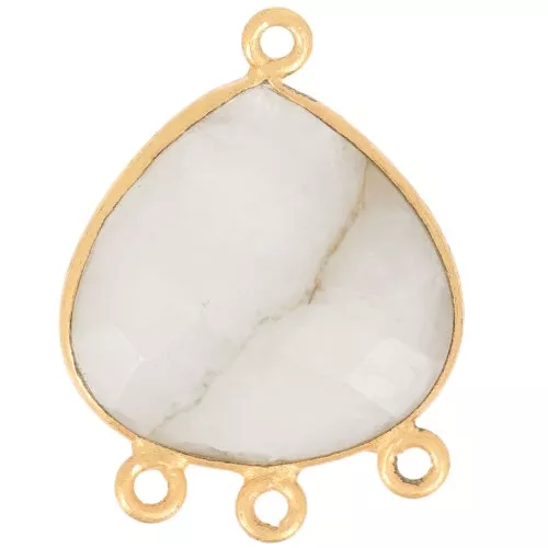 Colgante candelabro 22x16mm gema facetada - Chapado en oro - Piedra luna