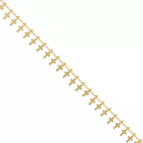 Cadena Rombo con pequeñas cruces 8,9 mm - Oro x50cm