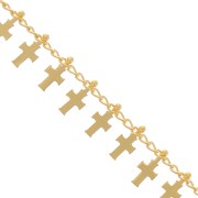 Cadena Rombo con pequeñas cruces 8,9 mm - Oro x50cm