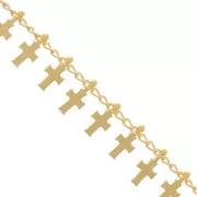 Cadena Rombo con pequeñas cruces 8,9 mm - Oro x50cm