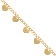 Cadena Rombo con corazones pequeños 5,8 mm - Oro x50cm