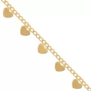 Cadena Rombo con corazones pequeños 5,8 mm - Oro x50cm