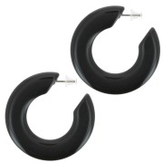 Pendientes de aro plano de resina opaca de 47 mm - Negro x2|raw }}