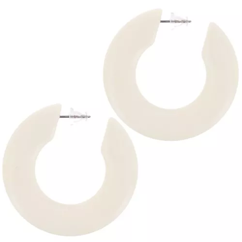 Pendientes de aro plano de resina de 47 mm - Crudo x2