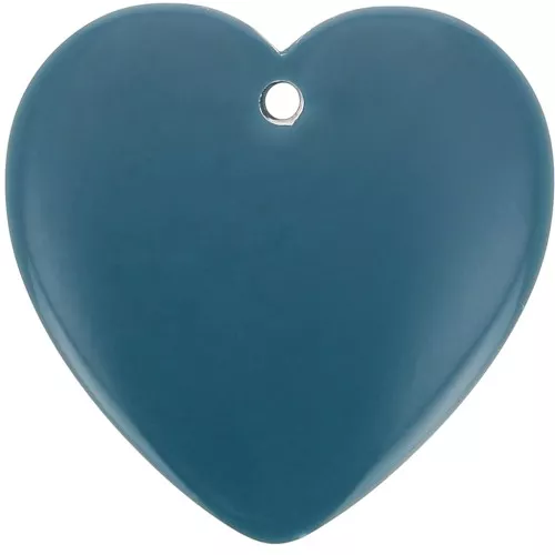 Colgante corazón resina opaca 36x36,5 mm - Azul pavo real x1
