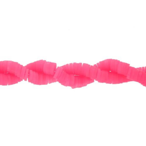 Abalorios de arcilla polimérica Heishi 6x1 mm - Rosa neón translúcido x40cm