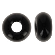 Cuentas con agujero grande - Donuts 14 mm - Negro opaco x10