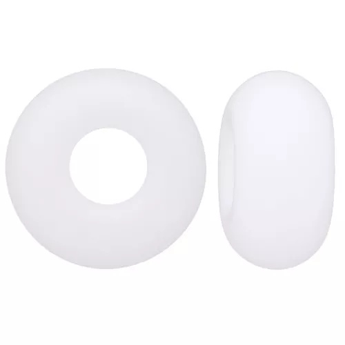 Cuentas agujeros grandes - Donuts 14 mm - Blanco opaco x10