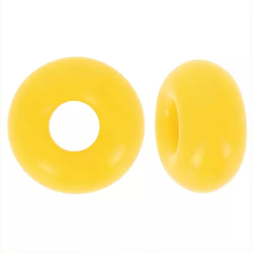 Cuentas agujeros grandes - Donuts 14 mm - Amarillo opaco x10