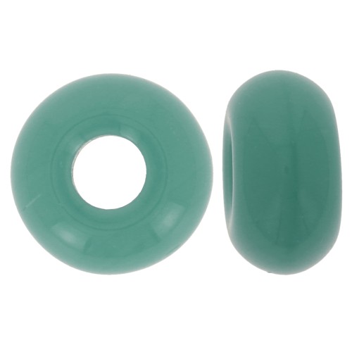 Cuentas agujero grande - Donuts 14 mm - Turquesa verde opaco x10
