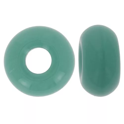 Cuentas agujero grande - Donuts 14 mm - Turquesa verde opaco x10