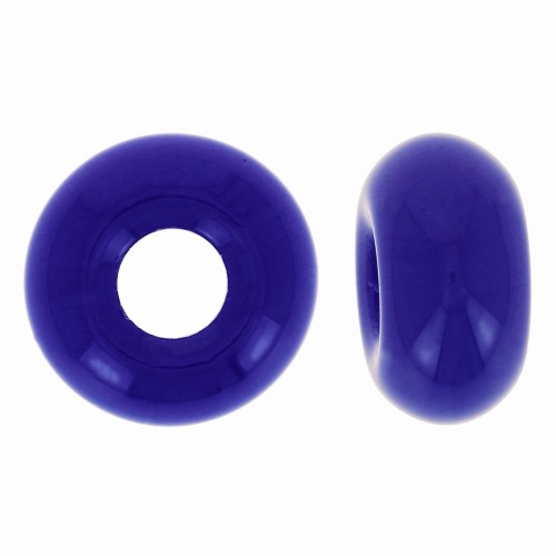 Cuentas agujeros grandes - Donuts 14 mm - Cobalto opaco x10
