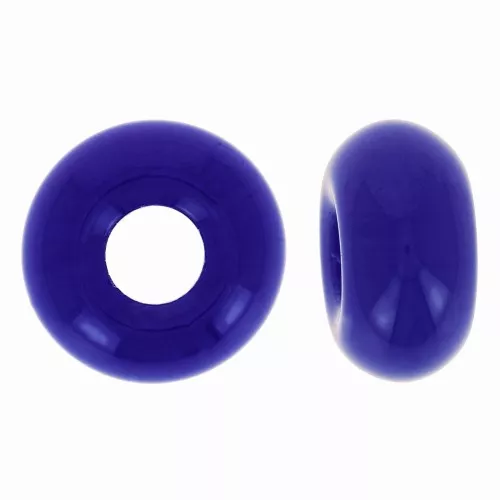 Cuentas agujeros grandes - Donuts 14 mm - Cobalto opaco x10
