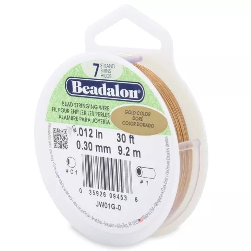 Alambre de 7 hebras 0,30 mm - Beadalon - Oro x9,2m