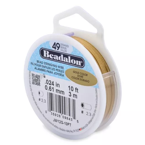 Alambre Cableado 49 hebras 0.61 mm - Beadalon - Acero Inoxidable - Oro x3m