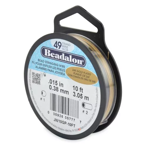 Alambre Cableado 49 hebras 0.38 mm - Beadalon - Dorado x3.05m
