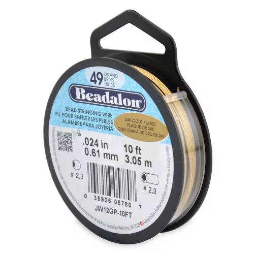 Alambre Cableado 49 hebras 0.61 mm - Beadalon - Dorado x3.05m