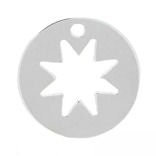 Colgante redondo con estrella hueca 12 mm - Plata 925 x1