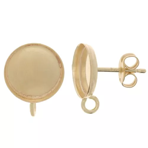 Pendientes cabujón redondo 8 mm con anilla cerrada - Gold Filled x2