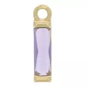 Dije Rectángulo de cristal 14x3 mm - Dorado - Morado x1