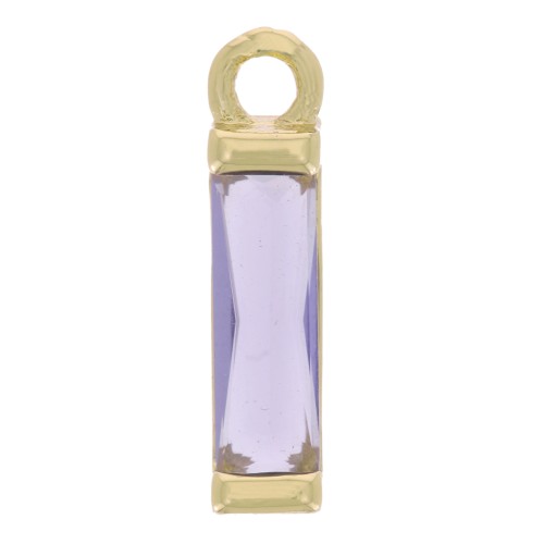 Dije Rectángulo de cristal 14x3 mm - Dorado - Morado x1