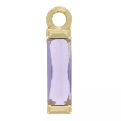Dije Rectángulo de cristal 14x3 mm - Dorado - Morado x1