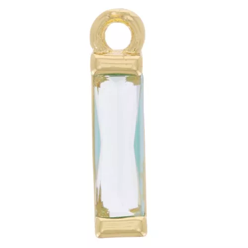 Dije Rectángulo de cristal 14x3 mm - Dorado - Aguamarina x1