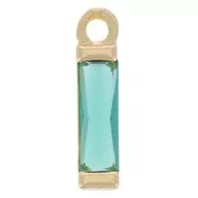 Dije Rectángulo de cristal 14x3 mm - Dorado - Esmeralda x1