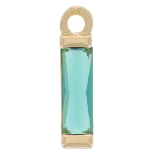Dije Rectángulo de cristal 14x3 mm - Dorado - Esmeralda x1