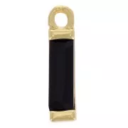 Dije Rectángulo de cristal 14x3 mm - Dorado - Negro x1