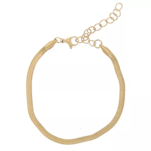 Pulsera malla espejo - serpiente plana 3 mm - Acero inoxidable 304 oro x16cm
