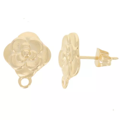 Tachuelas Flor 16x14 mm - Dorado x2