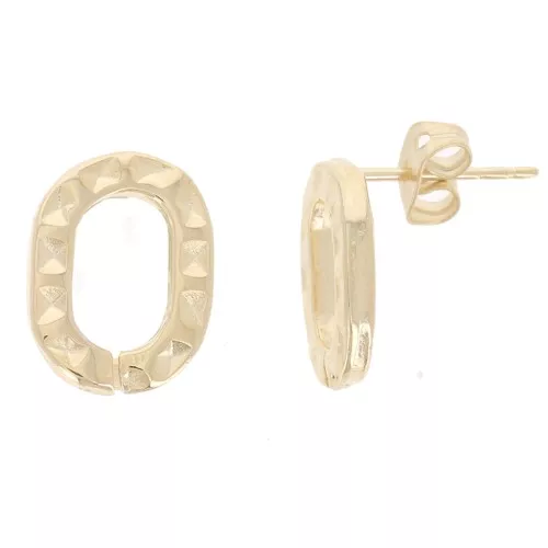 Pendientes Ovalados Huecos Texturizados 14x10 mm - Dorados x2