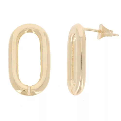 Pendientes huecos ovalados 21x11 mm - baño de oro x2