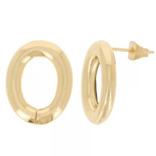 Pendientes Ovalados Huecos 20x16 mm - Dorados x2