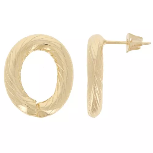 Tachuelas ovaladas huecas 20x16 mm con efecto trenzado - Dorado x2