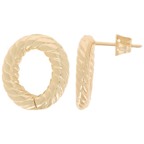 Tachuelas ovaladas huecas 17x13,5 mm con efecto trenzado - Dorado x2