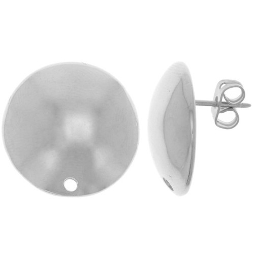 Pendientes media bola 19 mm - Rodio x2