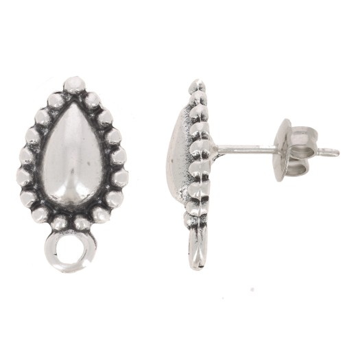 Pendientes texturizados 18x10 mm con aro cerrado - Plata envejecida x2