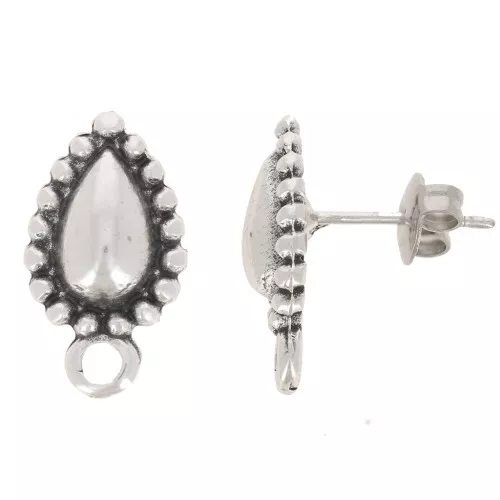 Pendientes texturizados 18x10 mm con aro cerrado - Plata envejecida x2