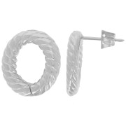 Pendientes Ovalados Huecos 17x13.5 mm - Rodio x2