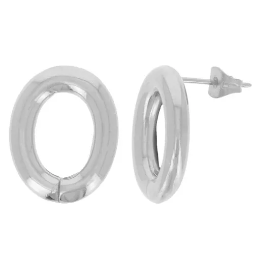 Pendientes huecos ovalados 20x16 mm - Rodio x2