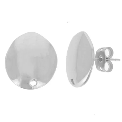 Pendientes ovalados irregulares 15x13 mm - Rodio x2