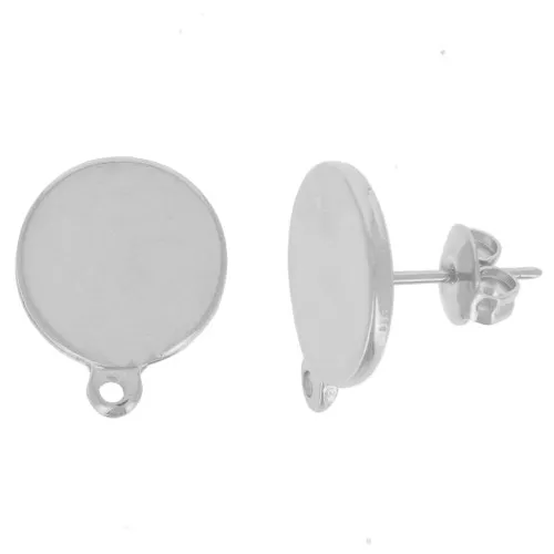 Pendientes disco 13 mm - Rodio x2
