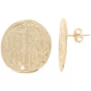 Pendientes irregulares símbolo religioso 25 mm - Chapado en oro x2