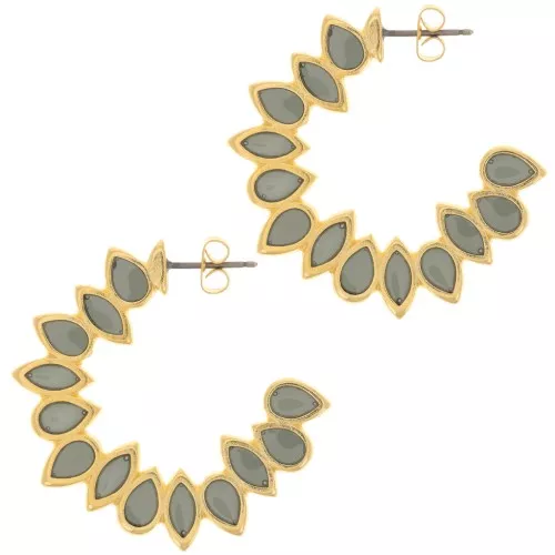 Hojas criollas 35 mm en resina epoxi vitrail - Dorado - Negro x2